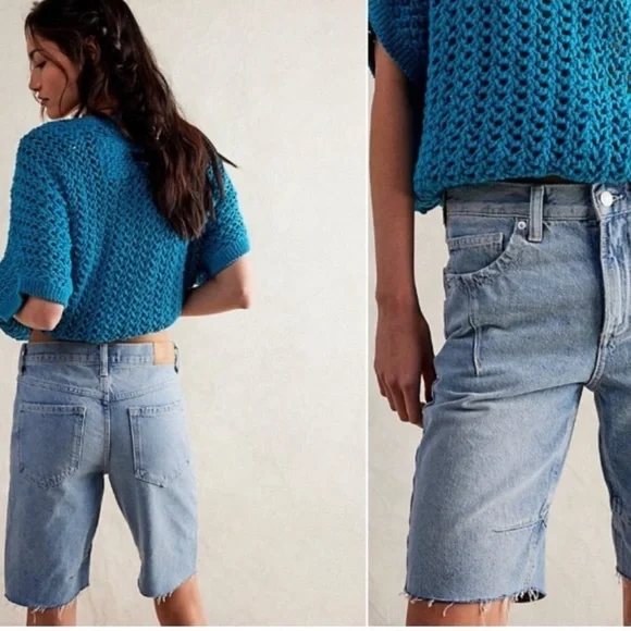 NWT WE THE FREE Ghost Town High Rise Long Short Raw Hem Size 28 - Picture 7 of 16